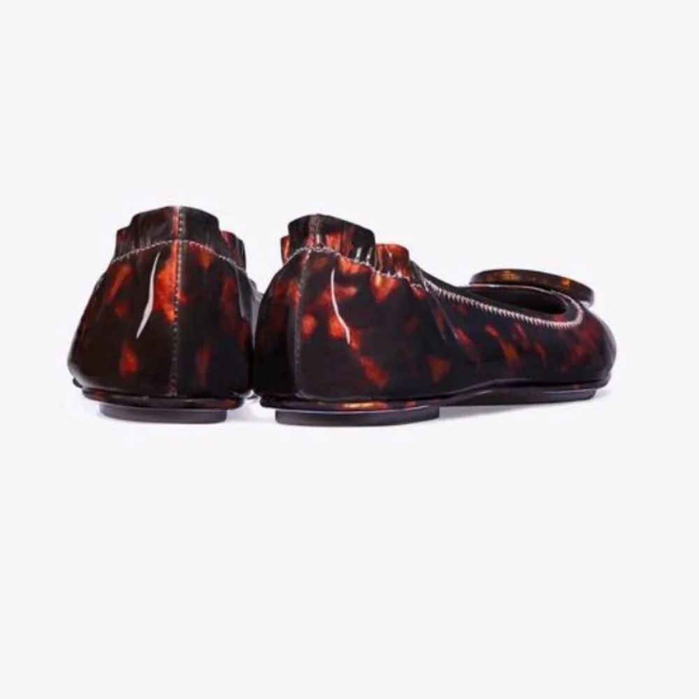 Tory Burch Tortoiseshell Patent Leather Minnie Travel Ballet Flat